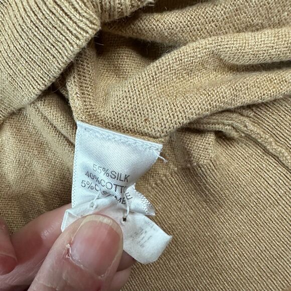 Paul Fredrick Silk Cotton Cashmere Zip Sweater Vest 3XL Tan Camel Knit Mens - Picture 6 of 6